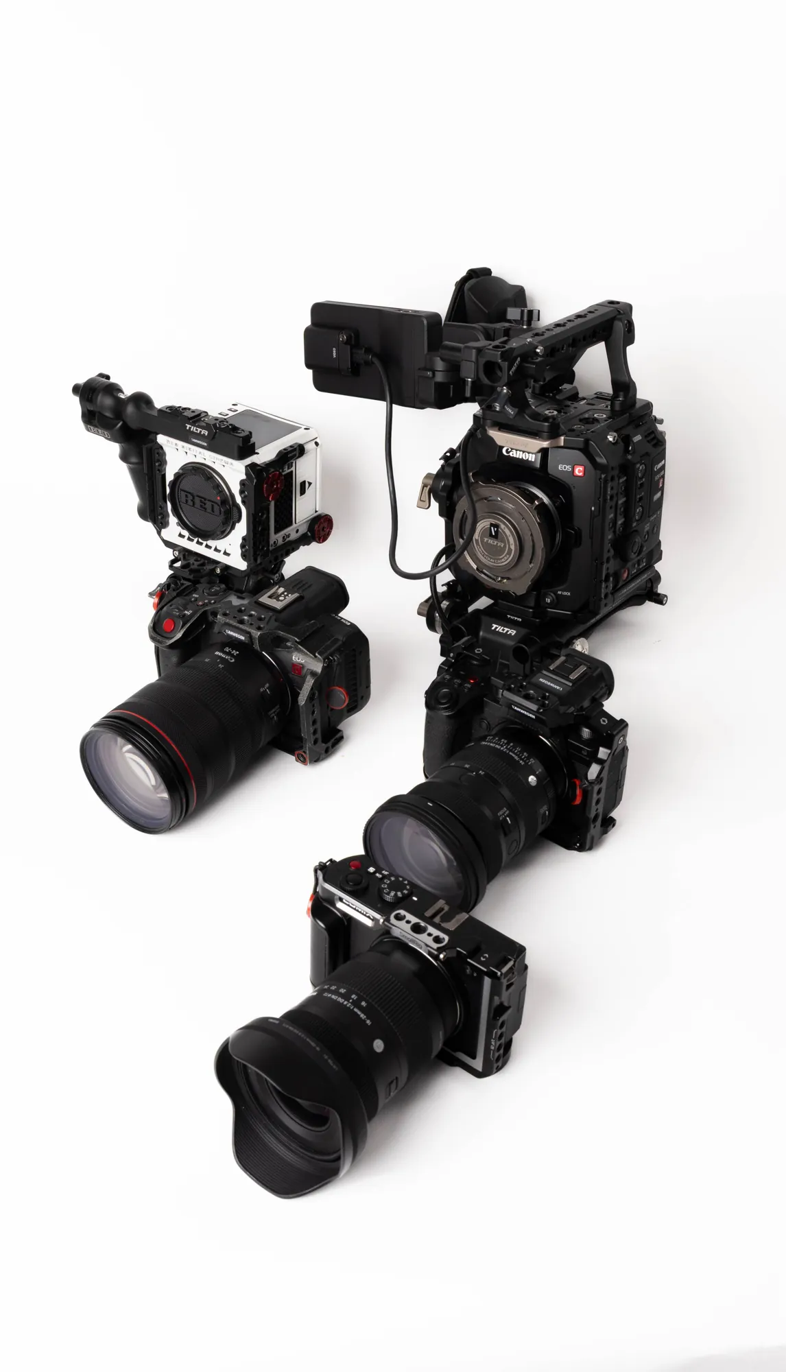 Canon C400, RED Komodo und Lumix im Rig